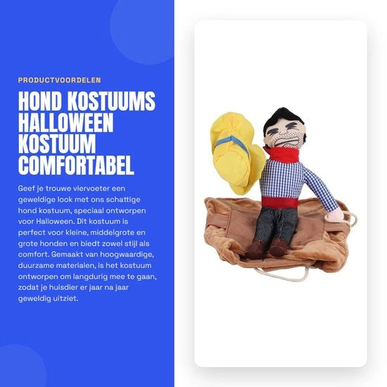 Costume per cani in stile cowboy, resistente e comodo per animali domestici, adatto per cani di piccola, media e grande taglia, progettato con un disegno di chiusura facile da utilizzare.