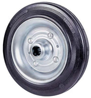 Ruota gomma nera 112 avo disco acciaio + cuscinetti a rulli d.mm 150x40 (2 pezzi) Valsecchi 