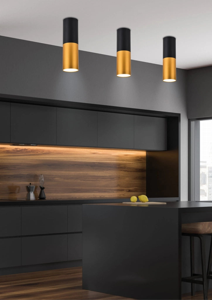 Candellux TUBA faretto da soffitto GU10 nero oro h12cm