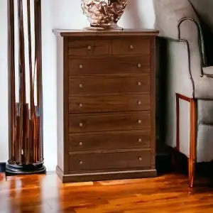 cassettiera settimino in legno 6 + 2 cassetti noce stile Bassano