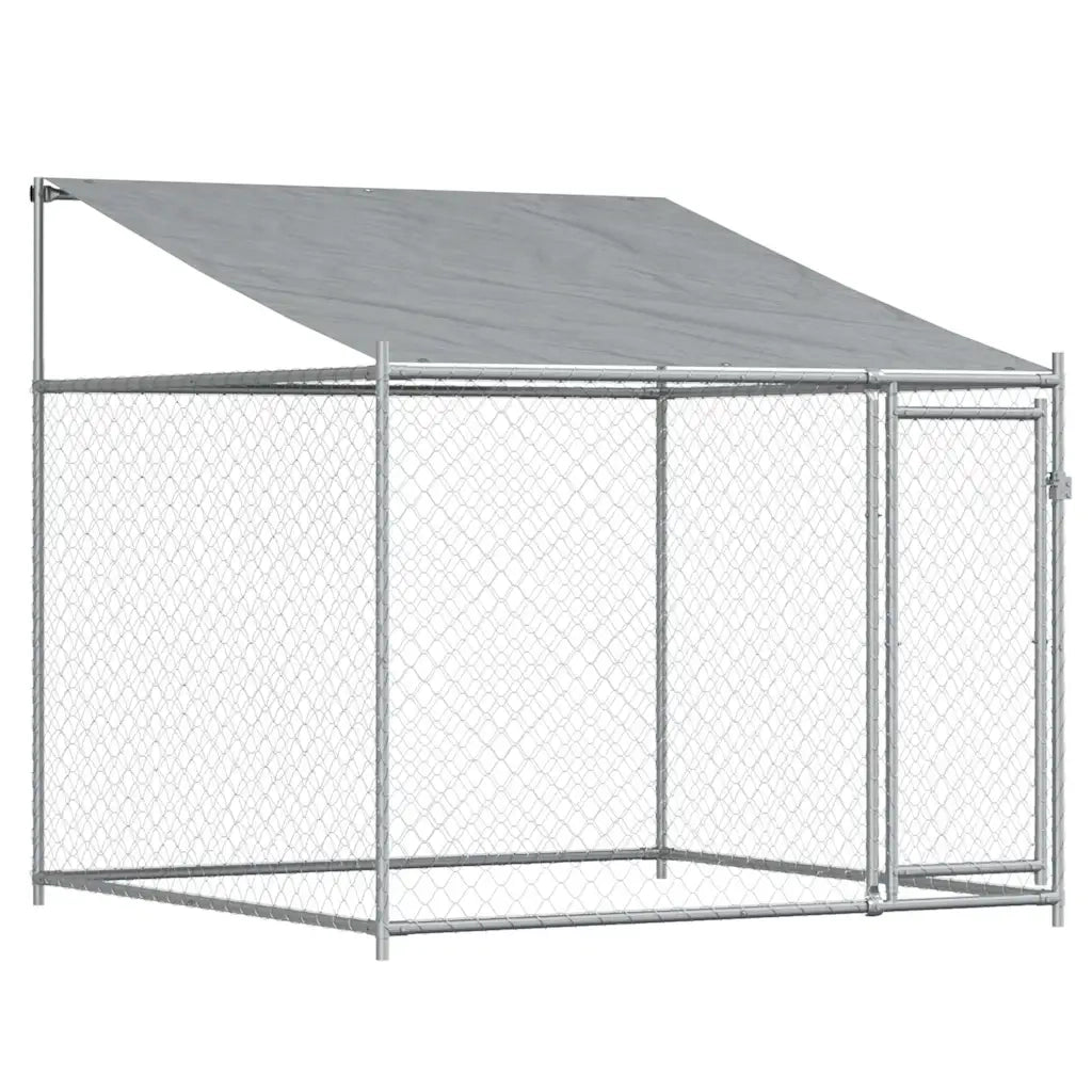 Gabbia Cani con Tetto e Porte Grigia 12x2x2 m Acciaio Zincato