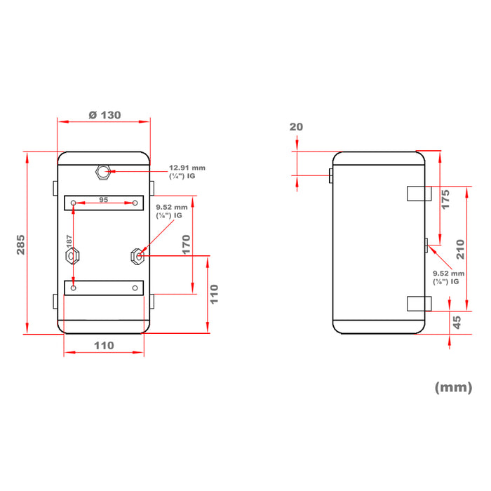 Serbatoio a pressione di ricambio da 3 l per compressore per aerografi AS196/AS196A