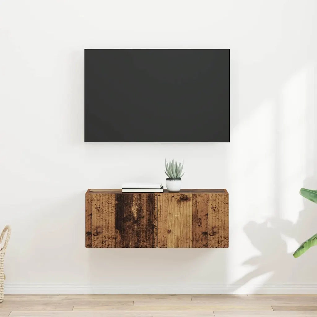 Mobile TV da parete 2 pz-Set di 2 Mobile TV a Muro-Credenza TV Legno vecchio 60 x 31 x 29.5 cm 520545