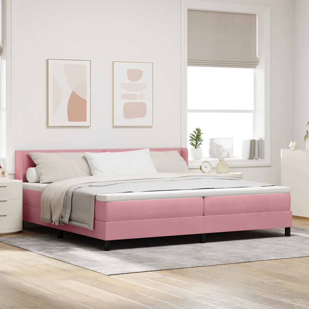 Letto a molle con materasso Rosa 200 x 200 cm Poliestere