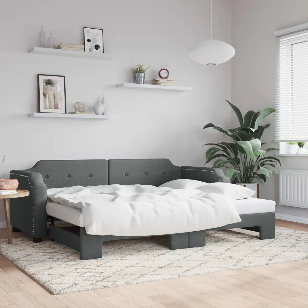 Divano Letto con Letto Estraibile Grigio Scuro 90x190cm Tessutocod mxl 82683
