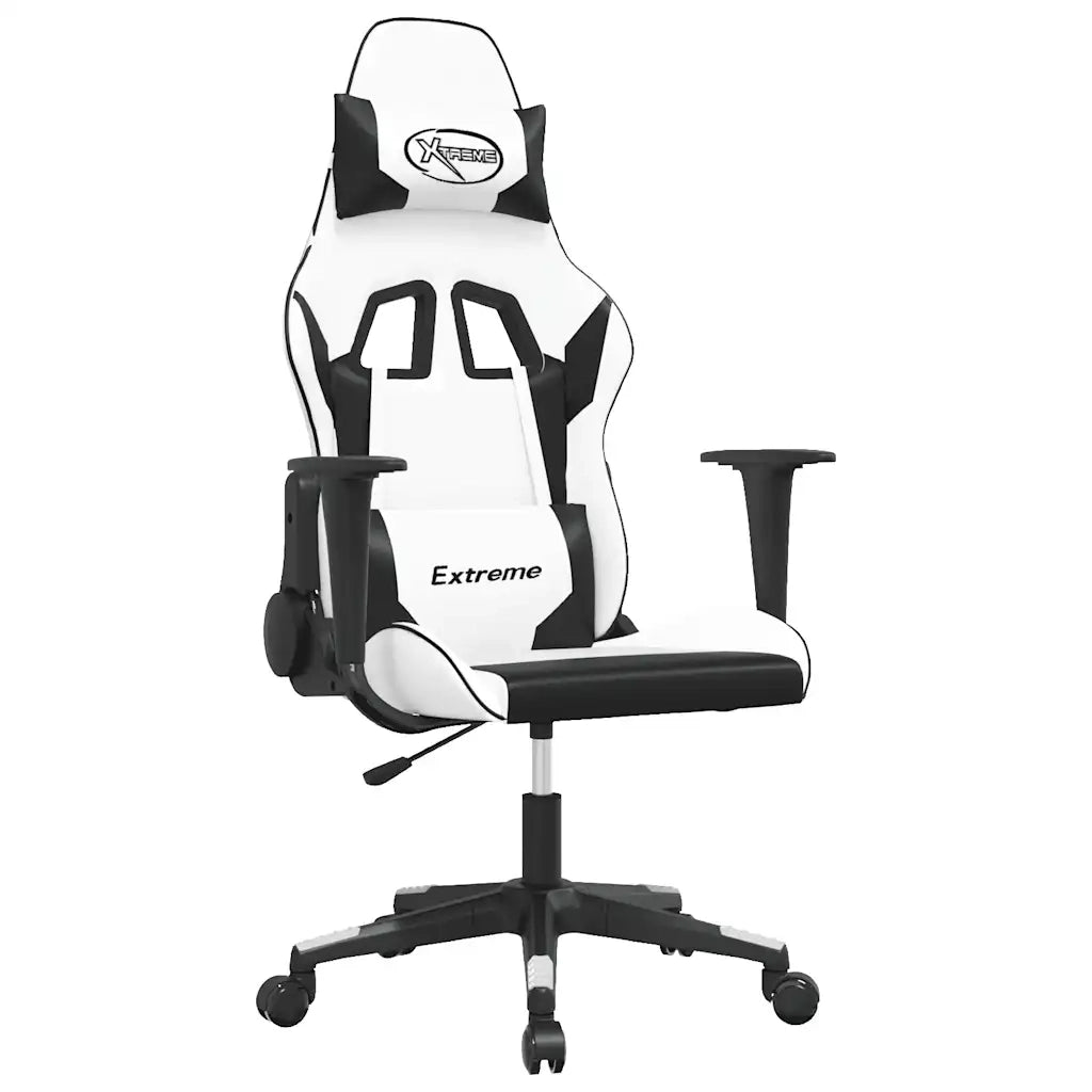vidaXL Sedia da Gaming Bianco e Nero in Similpelle