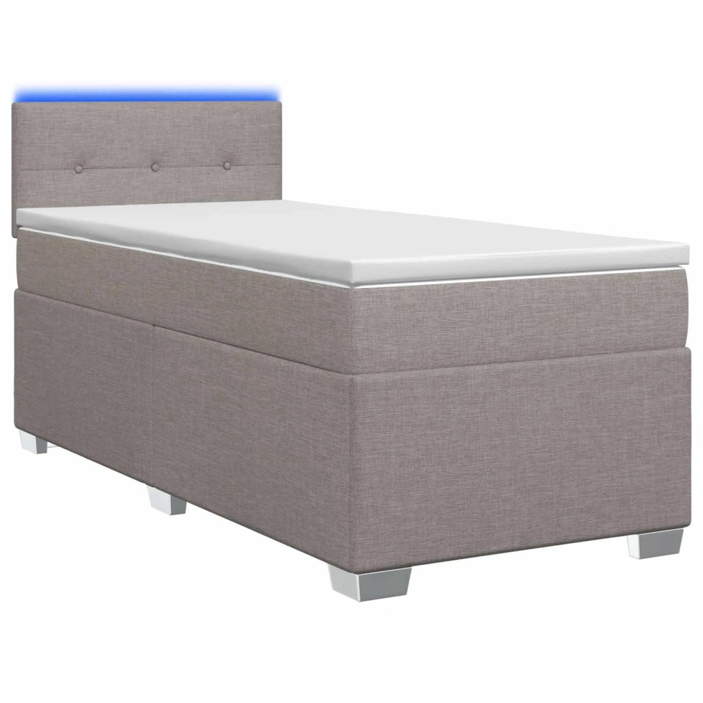 Letto con Box Spring, Materasso e LED Tortora 100 x 200 cm 3451879