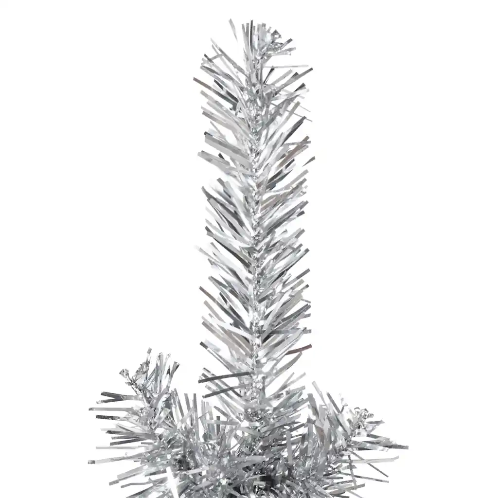 Albero Natale Artificiale Sottile a Met¨¤ Supporto-Albero Natalizio Argento 180cm