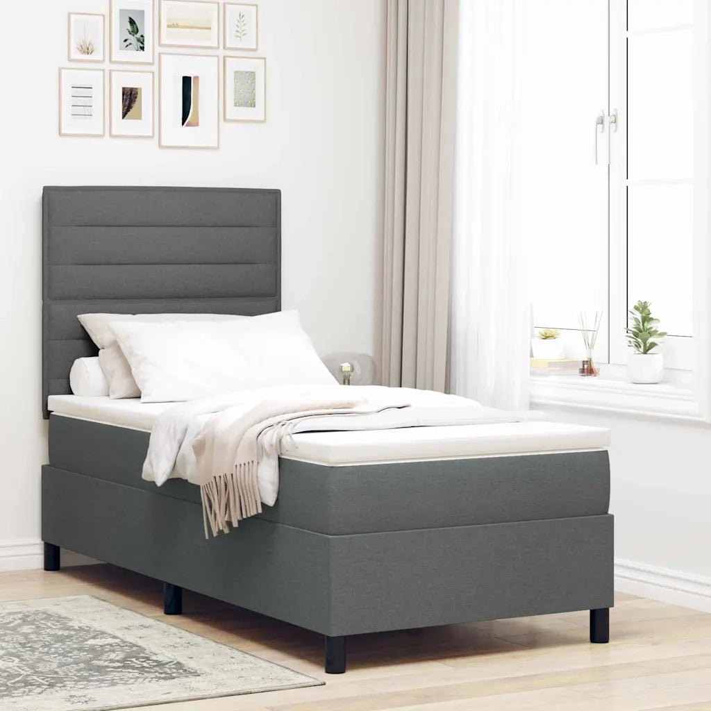 Letto a molle con materasso Grigio scuro 80 x 200 cm Tessuto 3342747