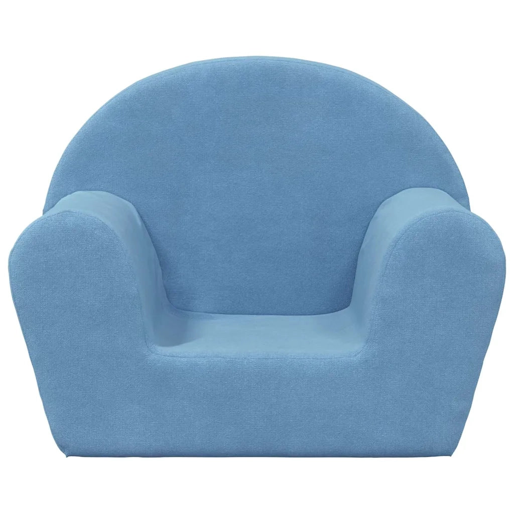 Divano per Bambini-Sofa-Divanetto Blu in Morbido Peluche 504284