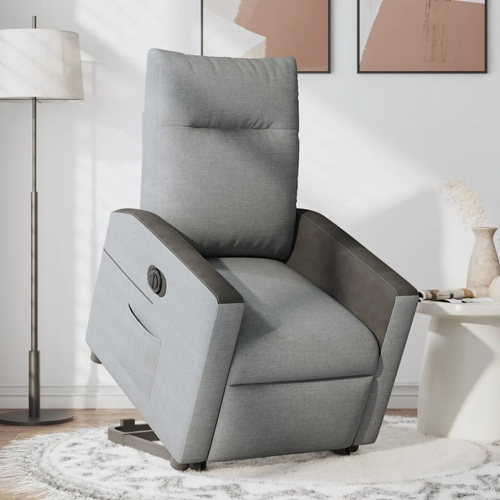 Divano Sedia-Poltrona Reclinante Alzapersona Elettrica Grigio Chiaro Tessuto 908196