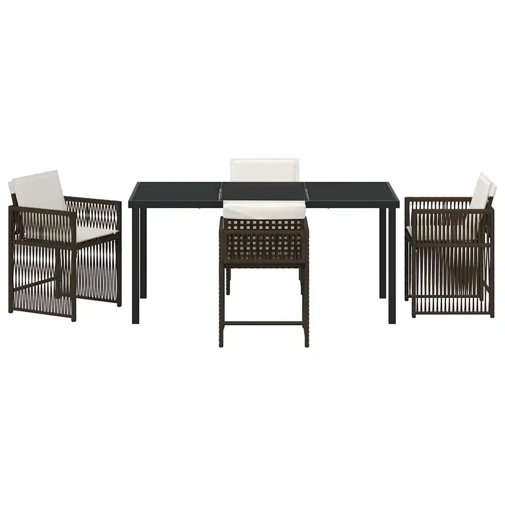 Set da Pranzo per Giardino 5 pz | Set Salotto da Giardino Marrone polyrattan