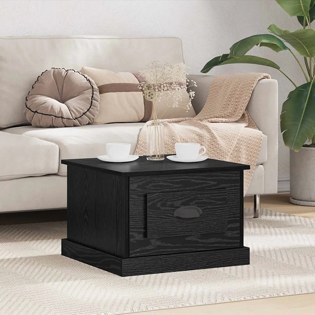 Tavolino da salotto con cassetto Rovere Nero 50 x 50 x 35 cm 881372