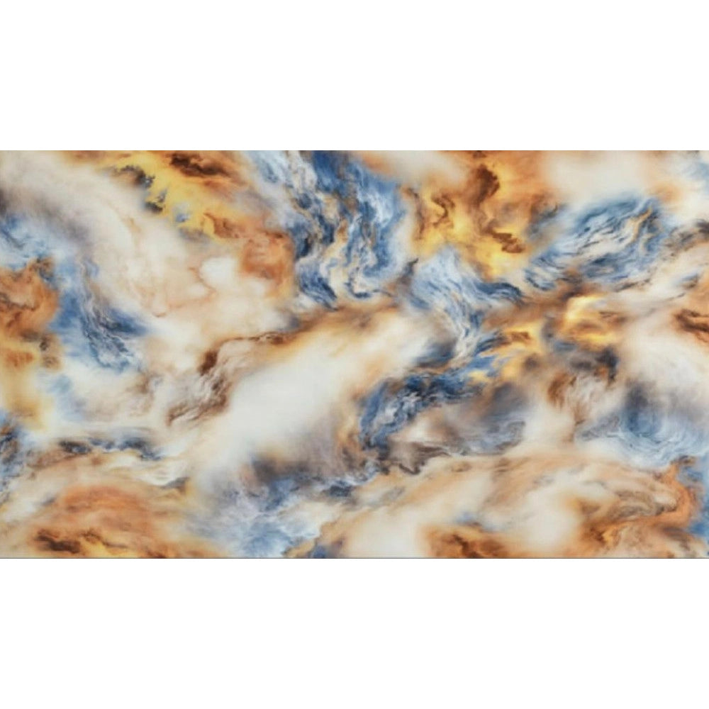Trade Shop - Pannello Adesivo Effetto Marmo Sfumato Blu Oro Bianco 120x300cm Pareti Paraschizzi Stanza -