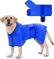 Badia per cani, assorbente per cani di grandi dimensioni, microfibra morbida, per cani grandi, collo e vita regolabili, grande badia con cappuccio (XL, blu marino)