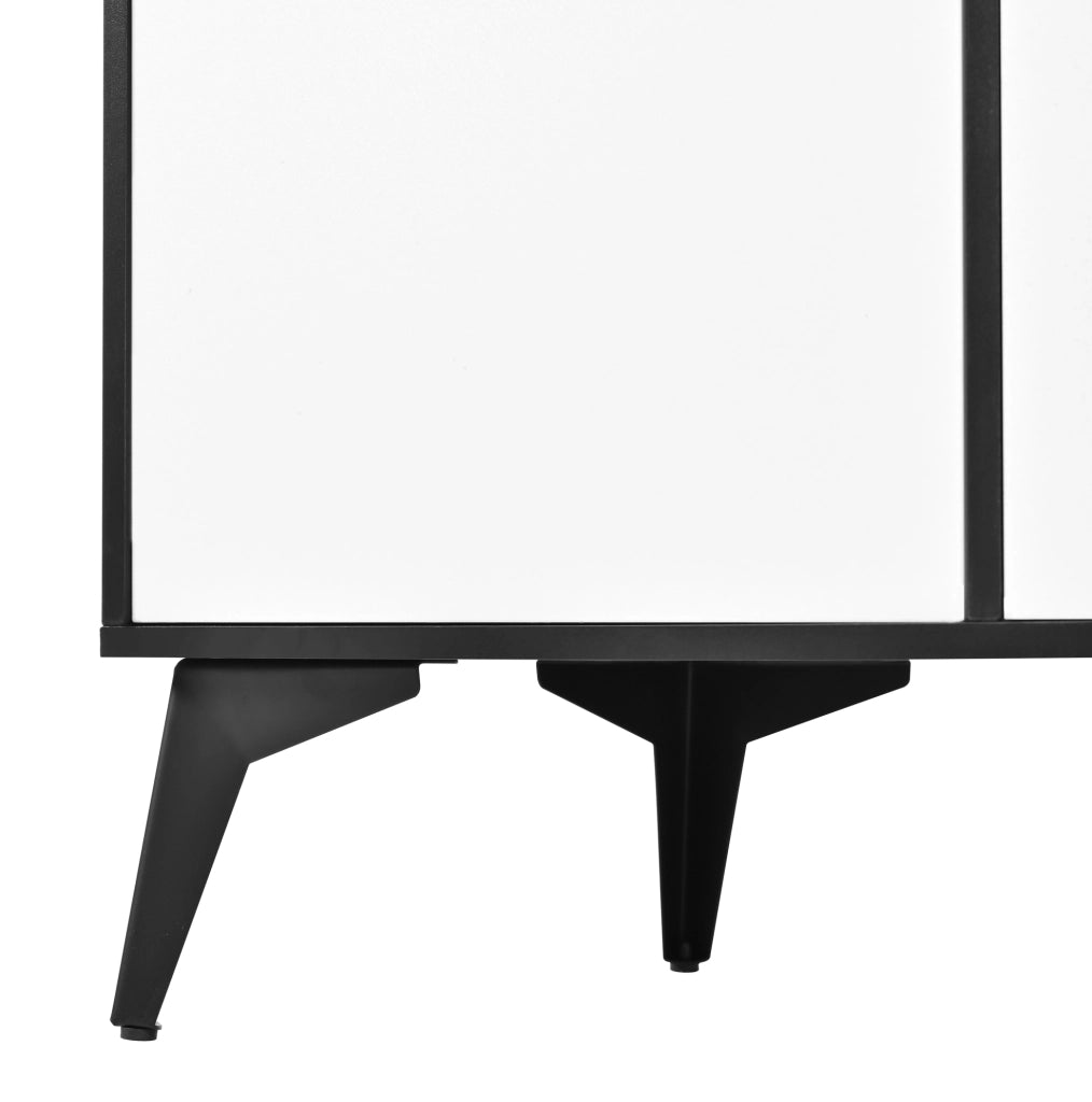 Mobile alto 80x40x180 cm con LED regolabile via app, vetro, MDF bianco e nero