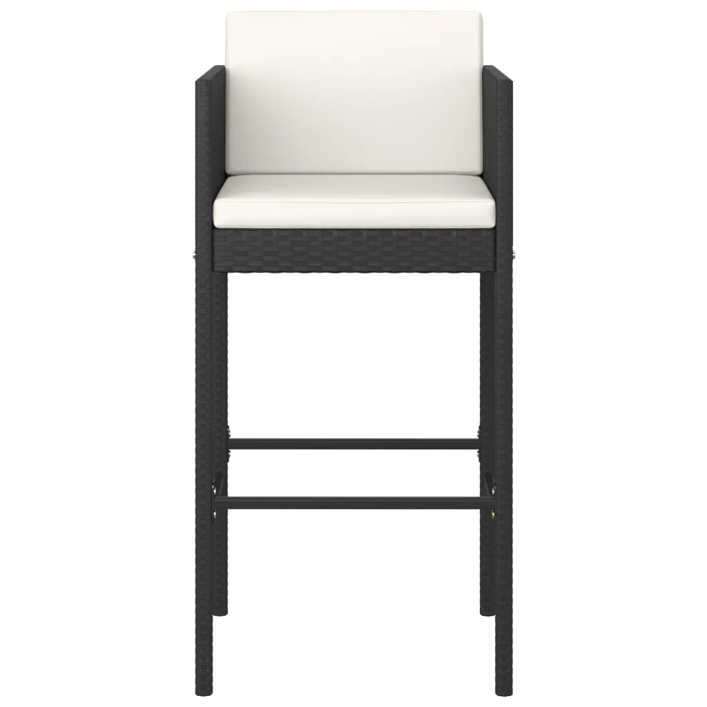 Set Bar da Giardino 5 pz con Cuscini Polyrattan Nero cod mxl 39395