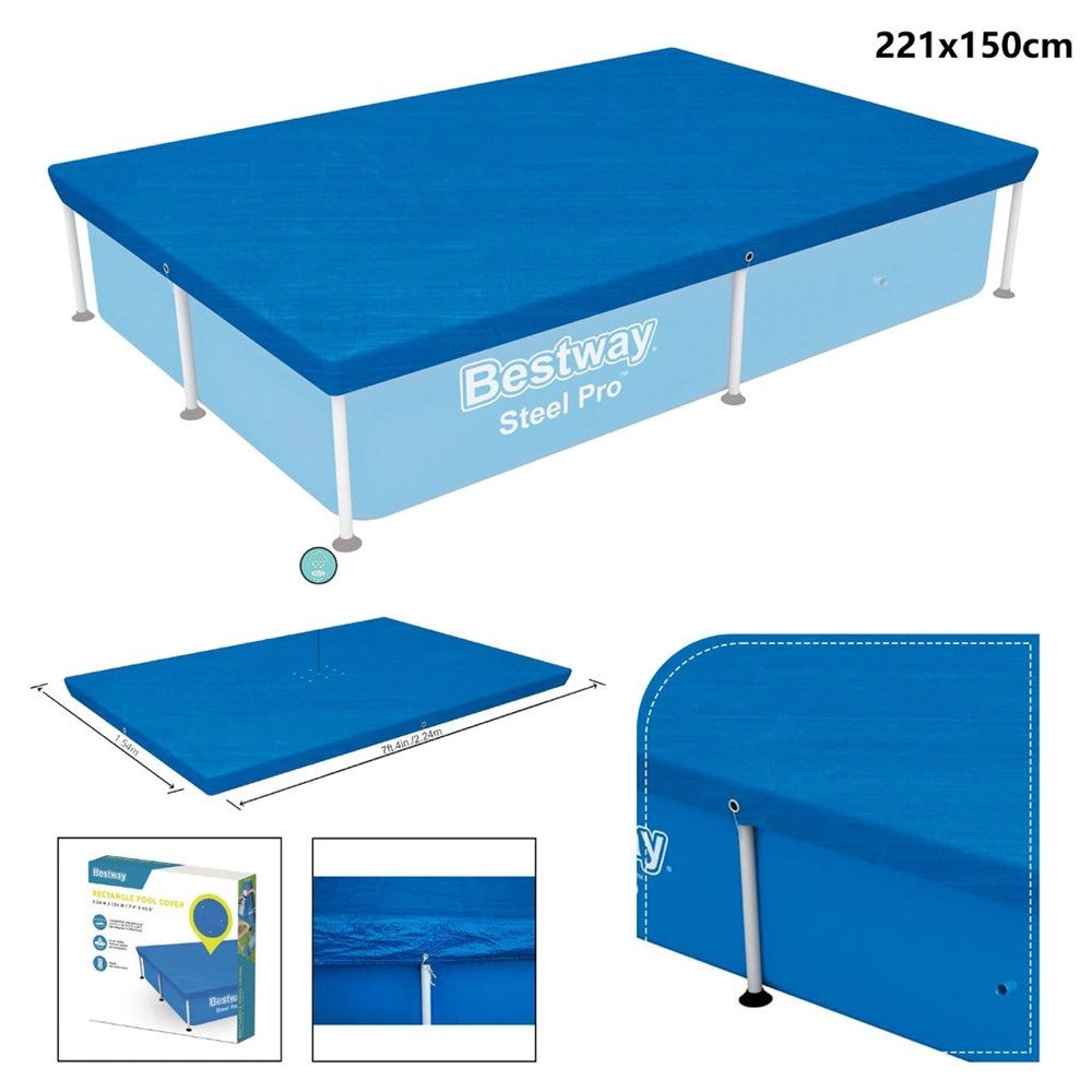 Trade Shop - Telo Di Copertura Rettangolare Per Piscina 221x150 Cm Steel Pro Protezione 58103 -
