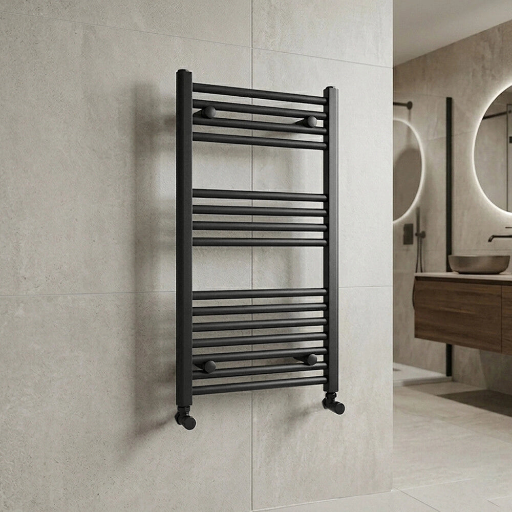 Termoarredo bagno H 80 x L 60 cm in acciaio nero opaco