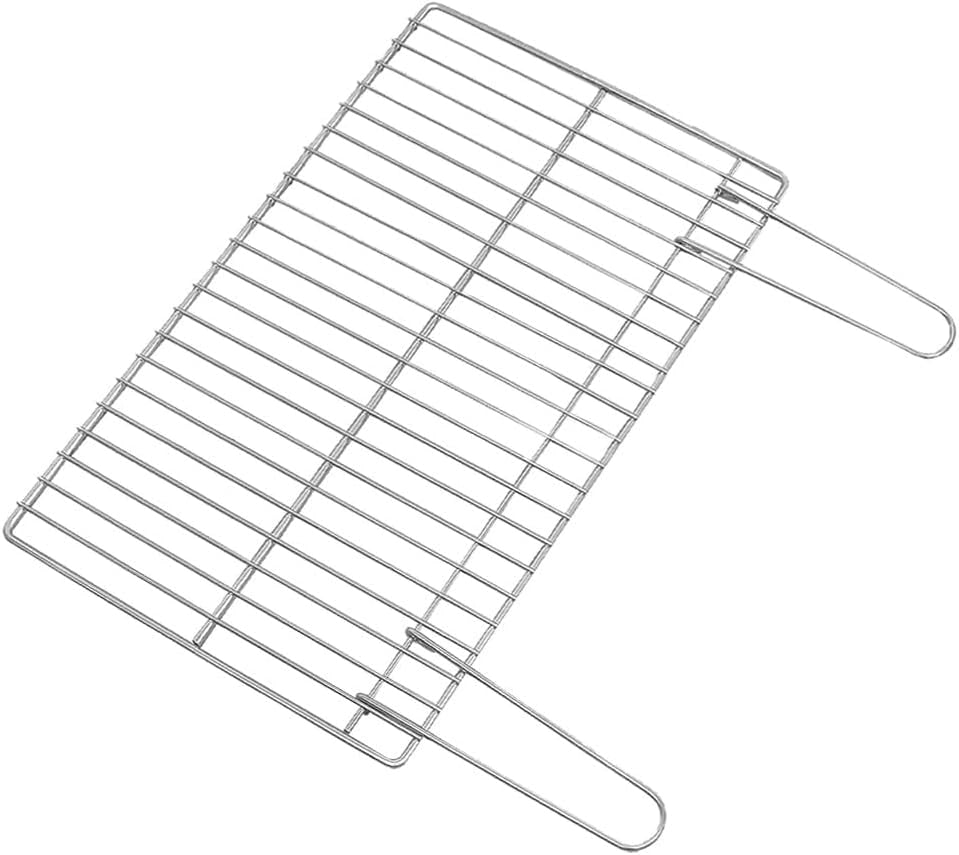 Griglia per Barbecue in Acciaio Cromato, 67x40 cm, Manici Richiudibili, Regolabile per Barbecue a Muratura e Portatili