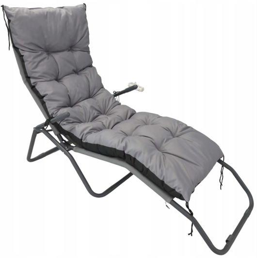 AIO FACTORY Cuscino da giardino impermeabile grigio 180x50 cm per sedia a sdraio
