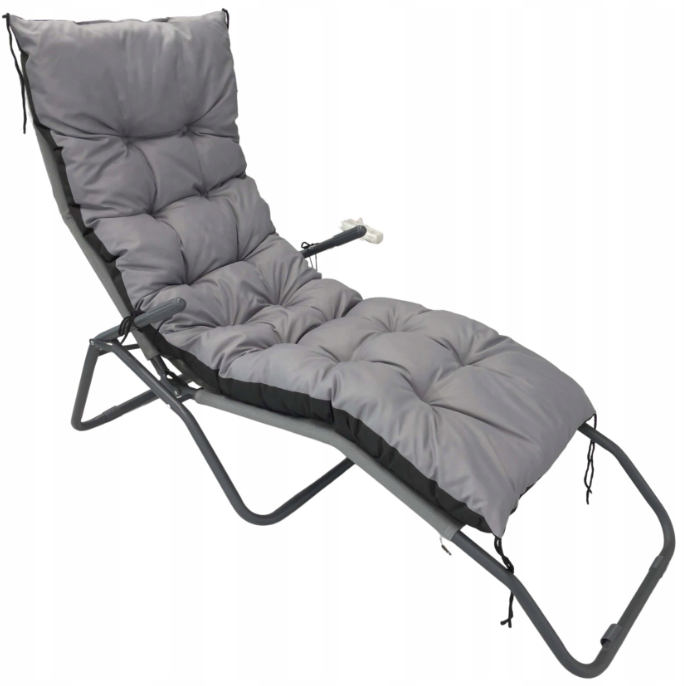 AIO FACTORY Cuscino da giardino impermeabile grigio 180x50 cm per sedia a sdraio