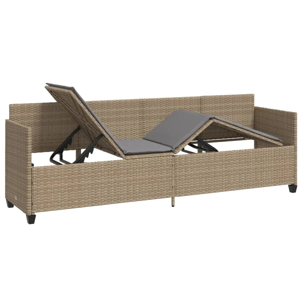 Lettino Prendisole con Cuscini BeigeÂ in Polyrattan