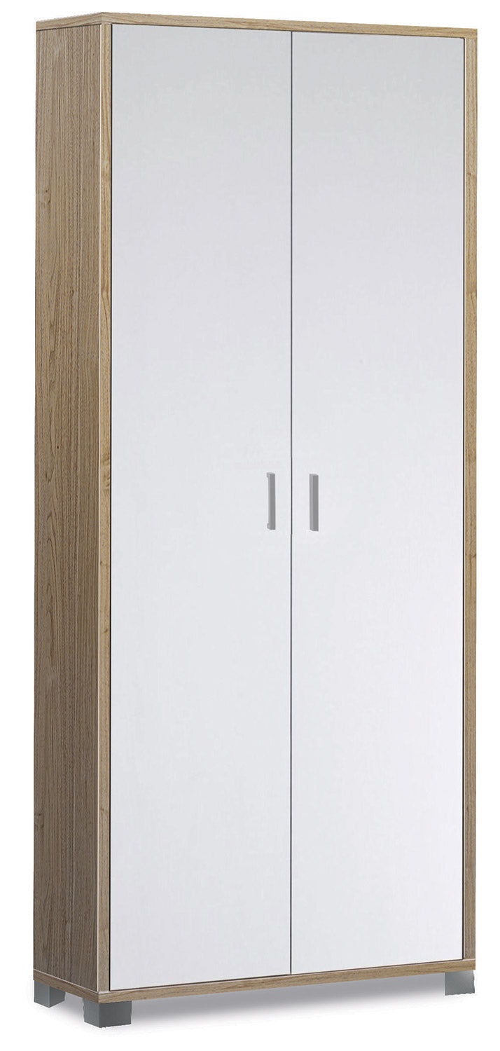 Armadio Multiuso 2 Ante 83x190x29 cm Noce Stelvio/Bianco Fiammato