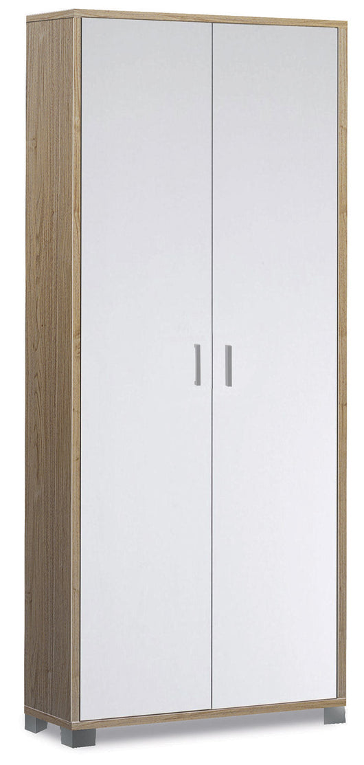 Armadio Multiuso 2 Ante 83x190x29 cm Noce Stelvio/Bianco Fiammato