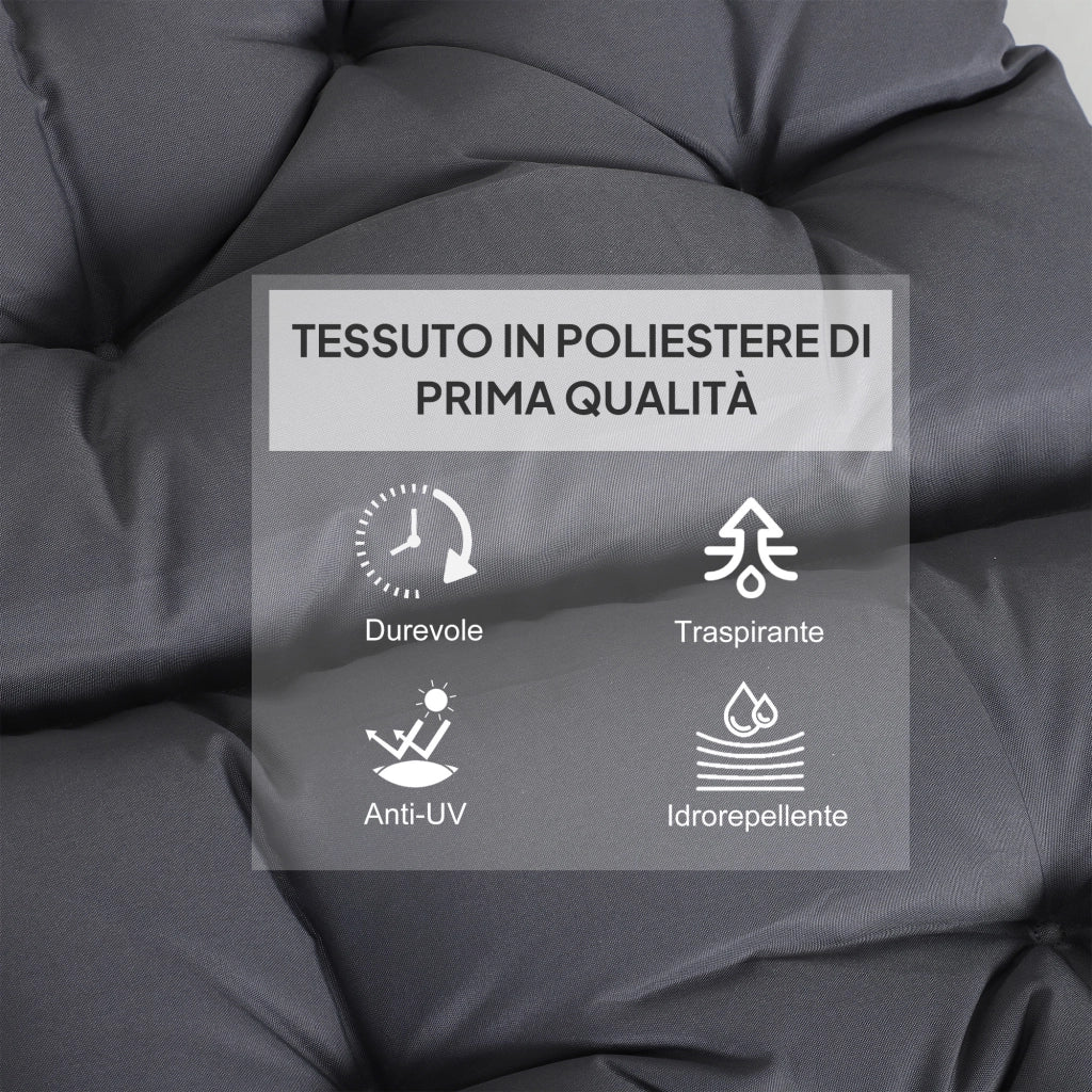 Cuscini per Sedie da Giardino ¨C Zephmum ¨C Poliestere e Cotone, Grigio, 50x98x8 cm