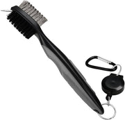Spazzola a doppia faccia per golf - Pulitore di graffi - Manico ergonomico - 20 cm di lunghezza - Incluso clip per pulizia - Per leghe e ferri - Spazzola di pulizia per golf