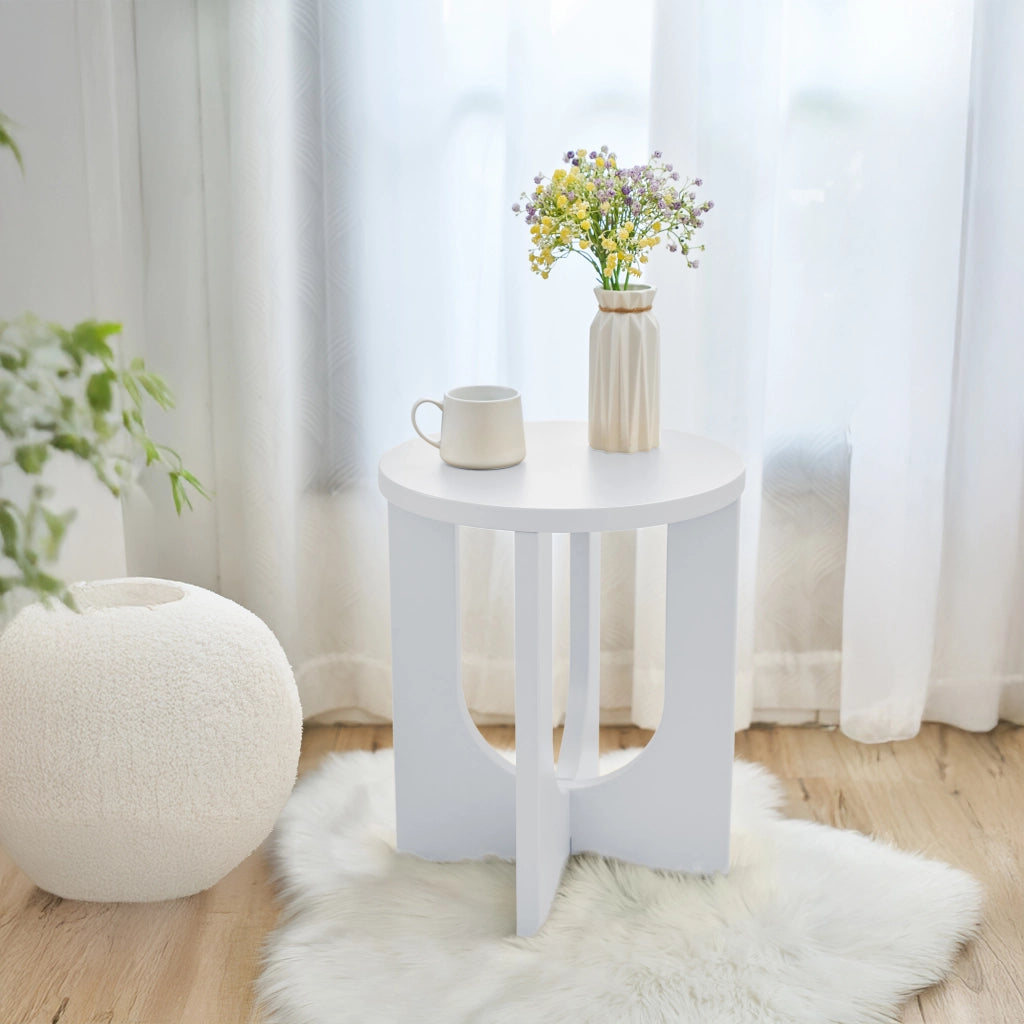 Tavolino da Caffè Kysdajore Piano Rotondo 50x40 cm Bianco [en.casa]