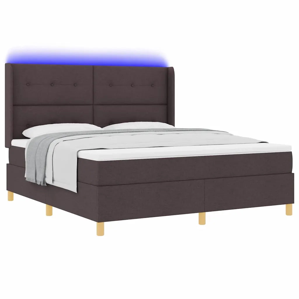 Letto a molle con strisce LED Marrone 180 x 200 cm Tessuto 3343710
