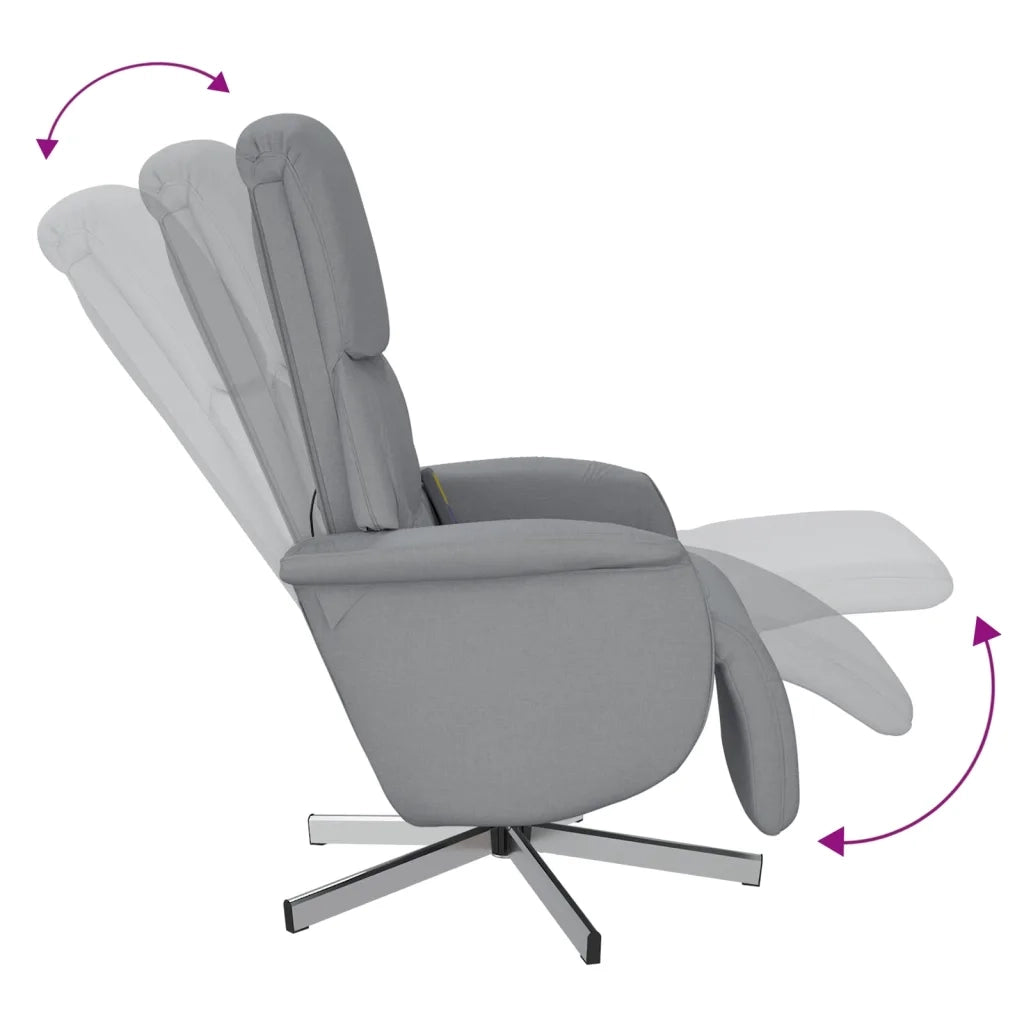Divano Sedia-Poltrona Reclinante Massaggio Poggiapiedi Grigio Chiaro Tessuto 587884