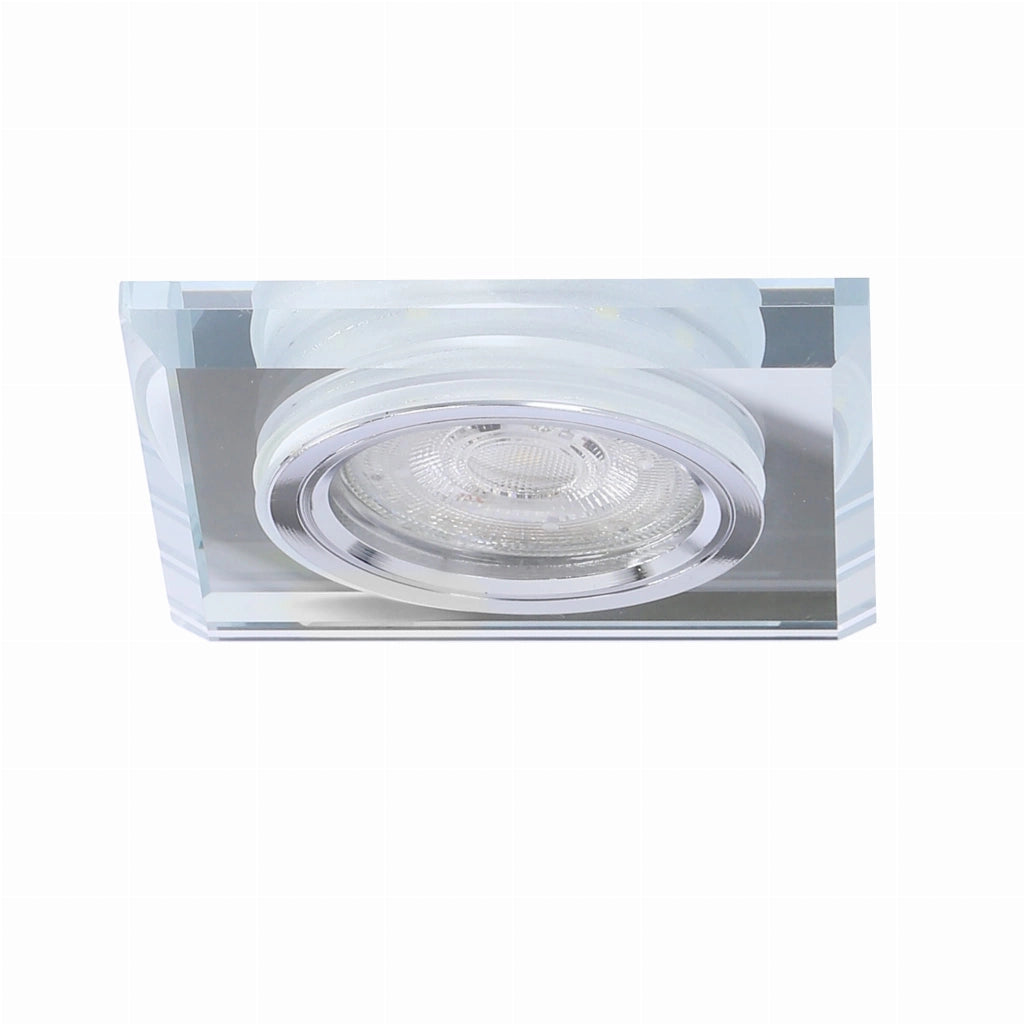Faretto incasso quadrato vetro cromo GU10+LED Candellux SS-22