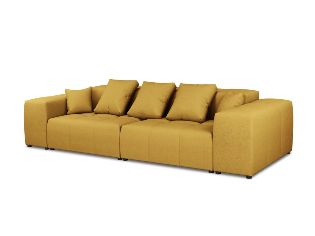 Cosmopolitan Design - Divano modulare "Rome" 3 posti in tessuto strutturato giallo 