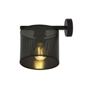 Applique Industrial 1 Luce Cigno In Acciaio Nero E Paralume A Cilindro
