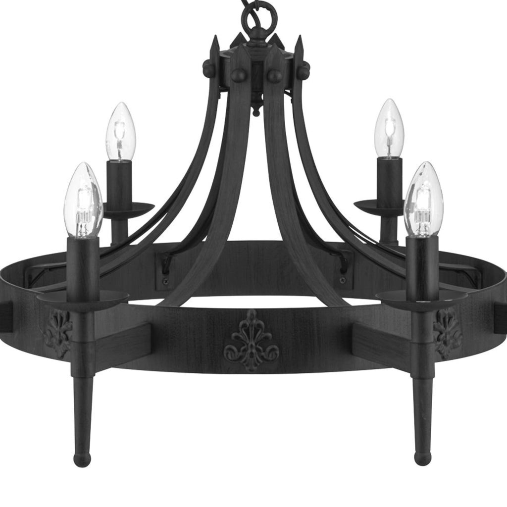 Lampadario Industrial-Nordico Cartwheel Ii Ferro Nero 8 Luci E14