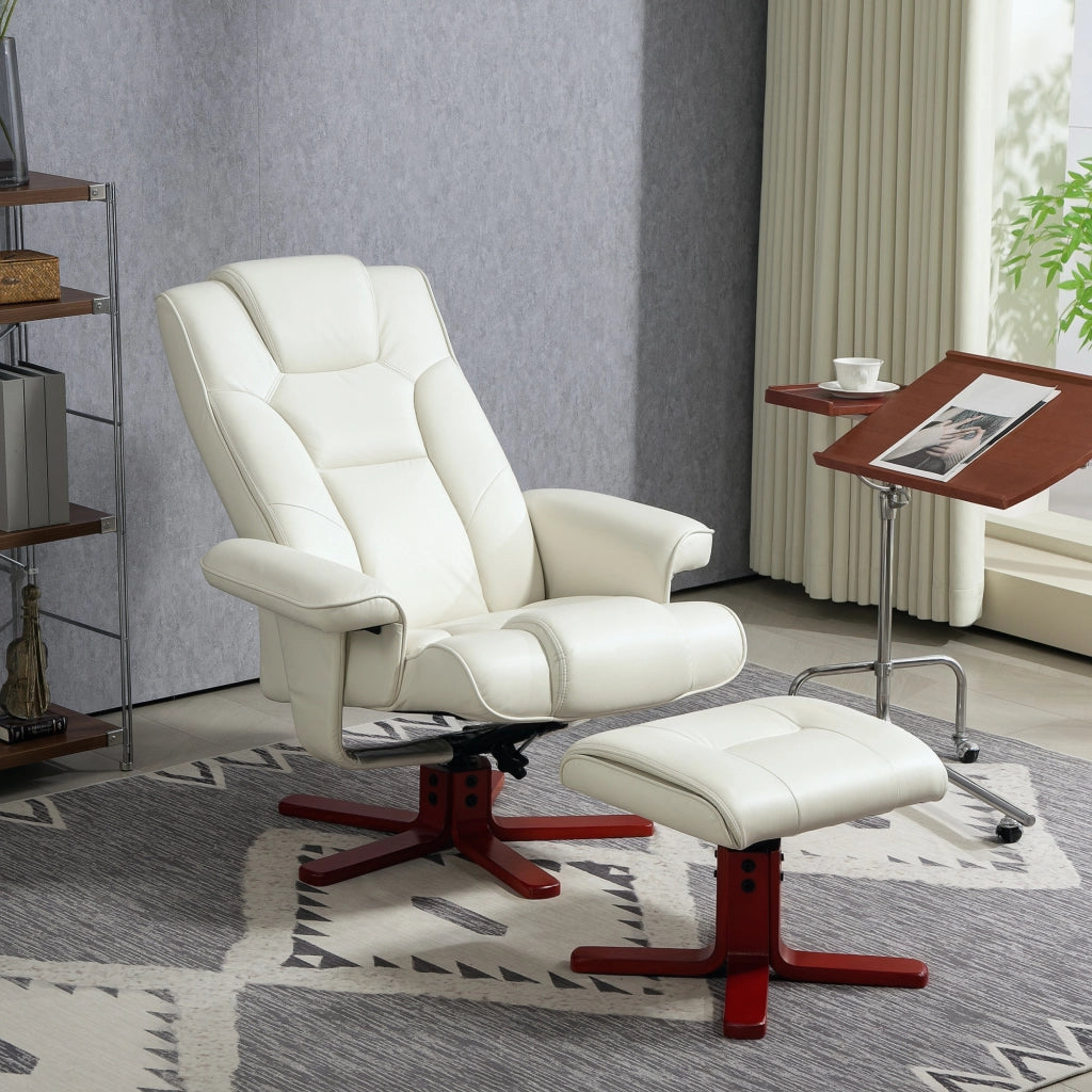 Poltrona Relax con Poggiapiedi ¨C Zephmum ¨C Similpelle Crema Reclinabile