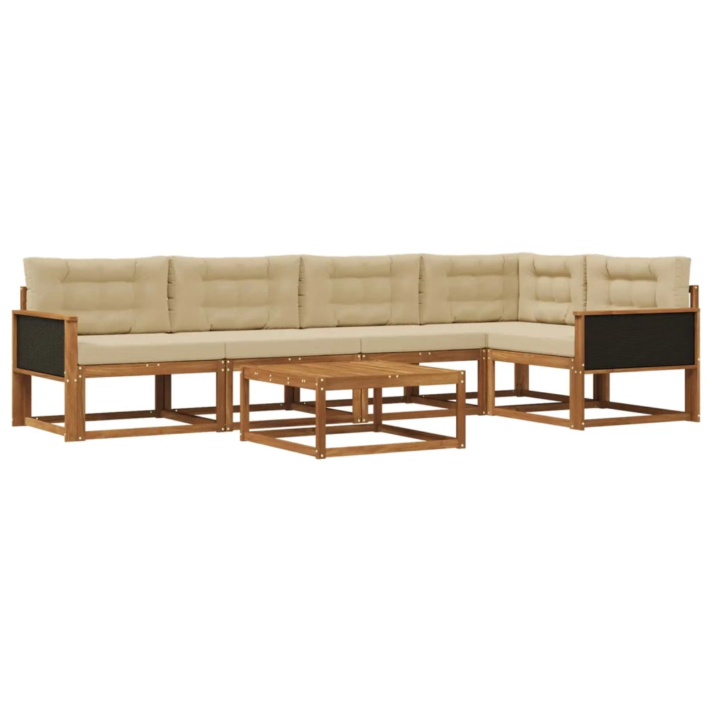 Set di divani da esterno con cuscino 6 pcs Naturale e Beige 3382576