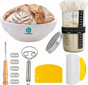 Kit di Cottura per Pane Artigianale con 23cm + 650ml Impasto in Vaso di Vetro 

    - Spatola Metallica
    - Spatola Plastica
    - Martelletto per Impasto
    - Ciotola per Pane
    - Tipi di Impasto per Pane e Lievito