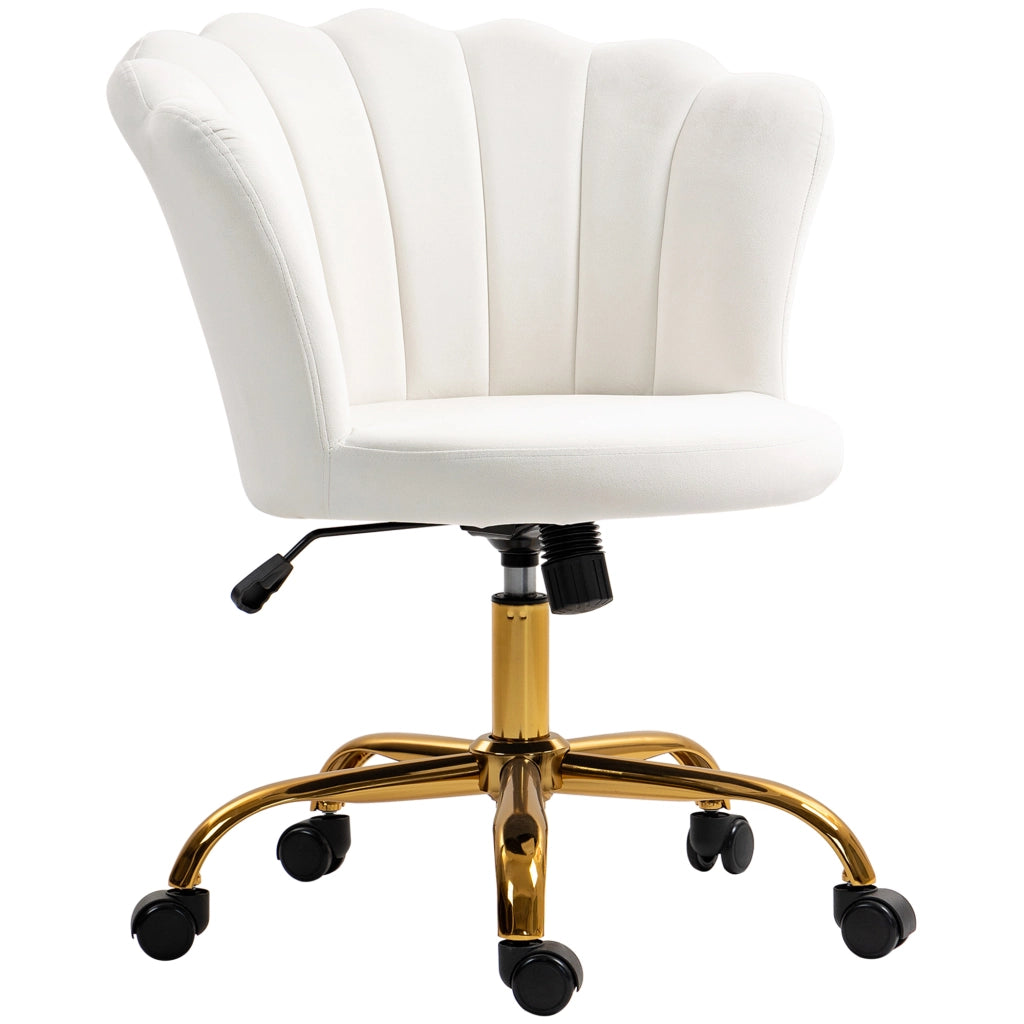 Sedia da ufficio in velluto con schienale a petalo ¨C zephmum ¨C bianco 69x64x80-90 cm