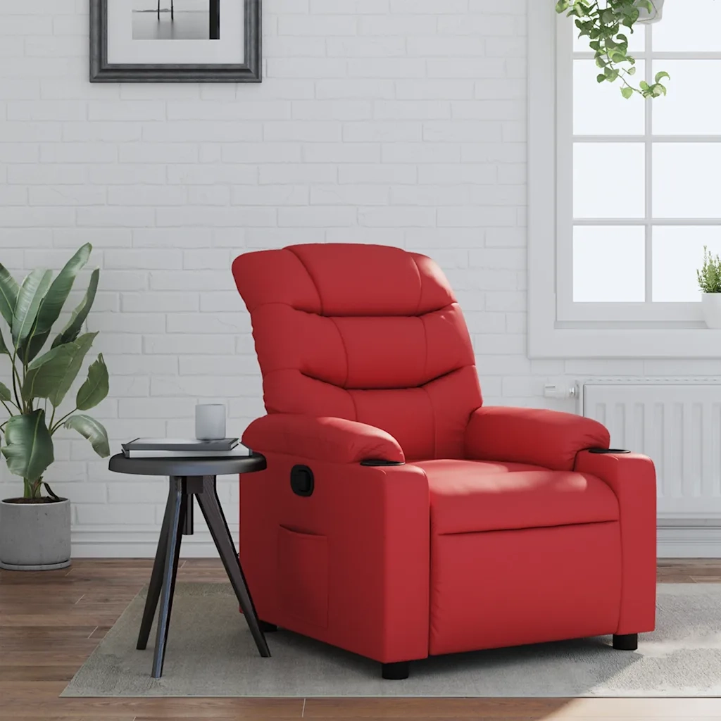 Divano Sedia-Poltrona Reclinabile Rossa in Similpelle 380969