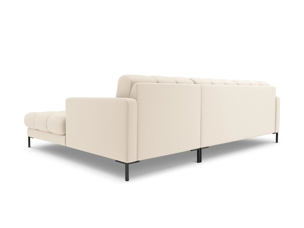 Cosmopolitan Design - Divano angolare destro "Bali" 5 posti in tessuto strutturato beige chiaro 