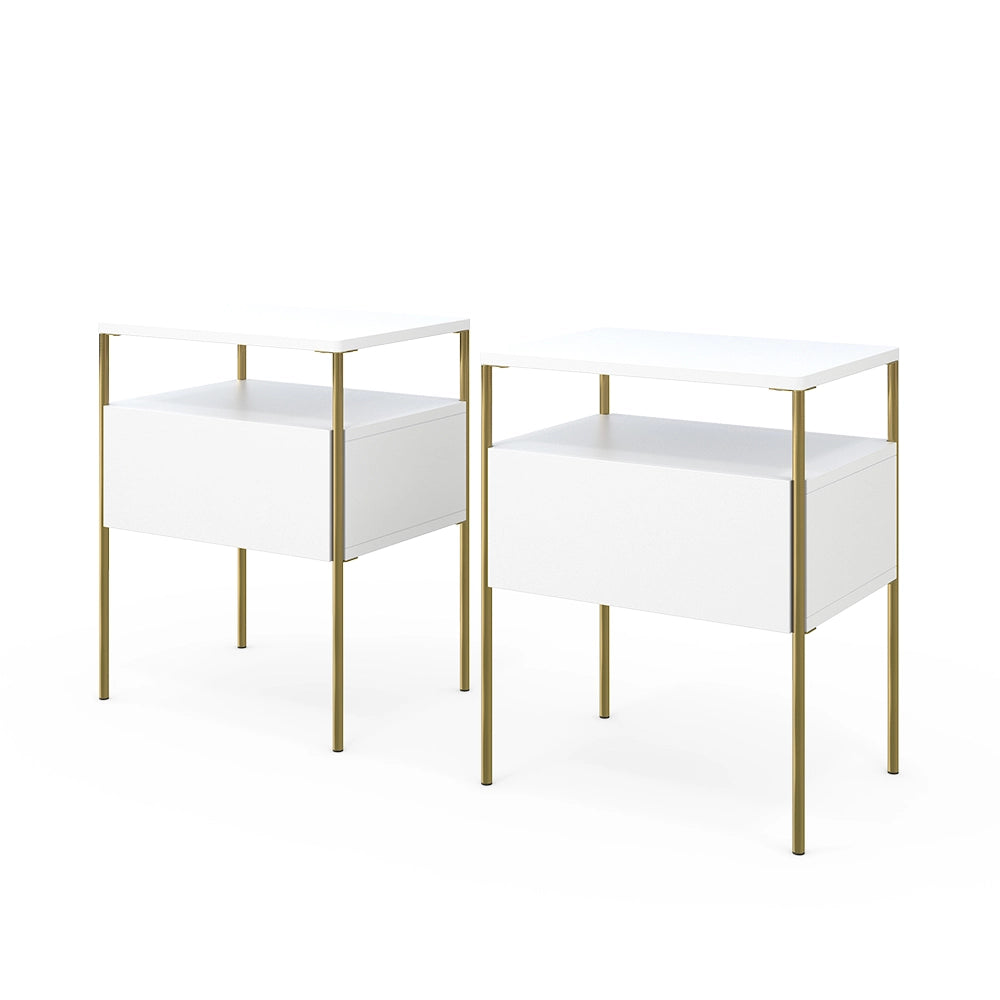 Vicco Comodino camera da letto Bianco/Oro 40 x 50 cm Set di 2