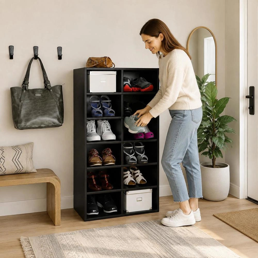 Shoe Rack, Black, 54x34x100.5 Cm, Wood-based Material