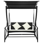 Dondolo da Giardino 3 Posti con Baldacchino in Polyrattan Nero 49228
