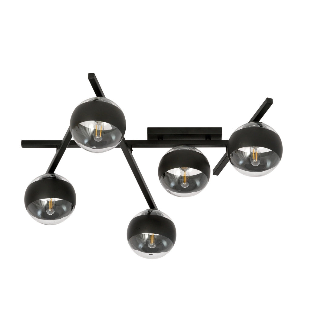 Lampadario Emibig SMART 5 luci E14 nero/trasparente