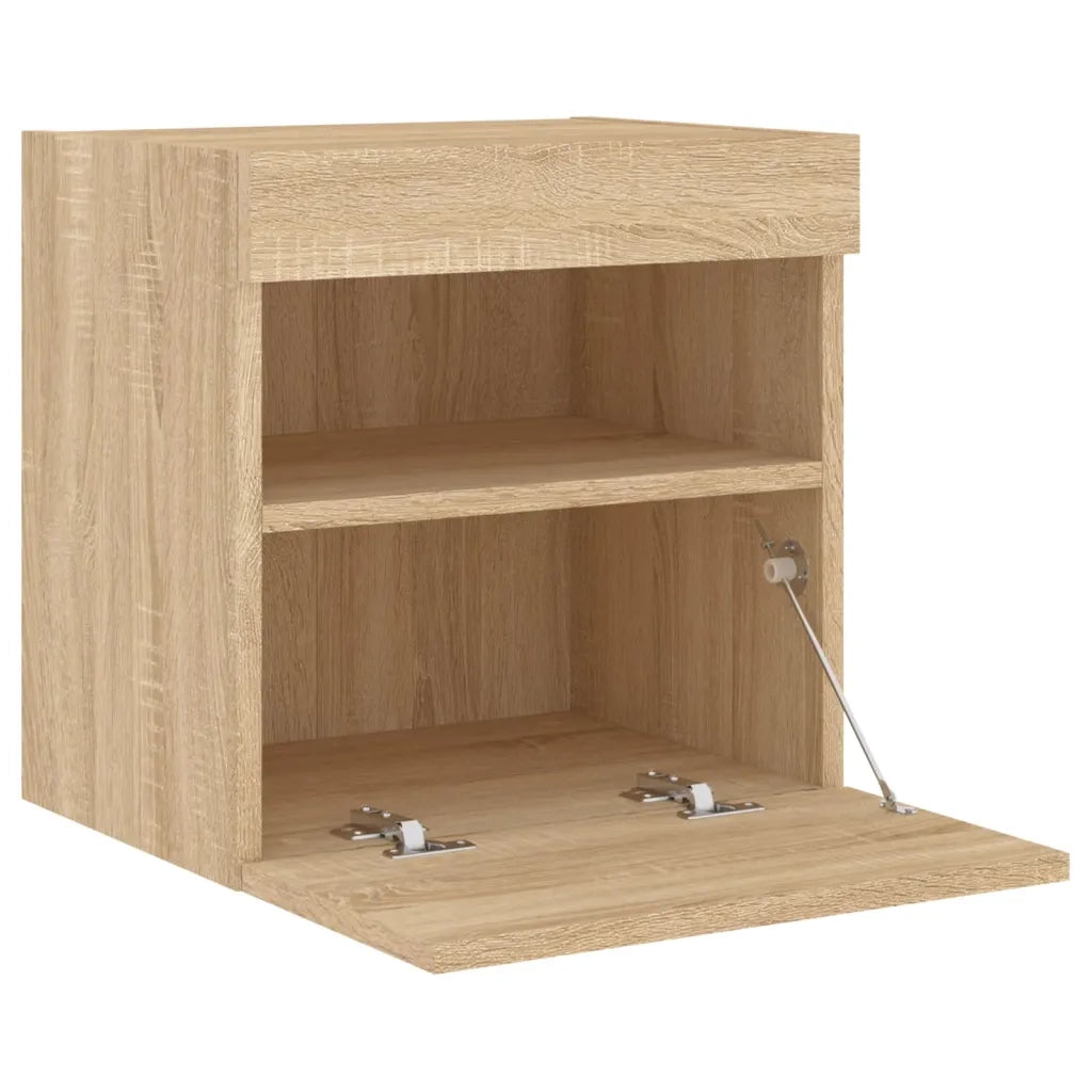 Mobili TV a Parete con Luci LED 2pz Rovere Sonoma 40x30x40 cm