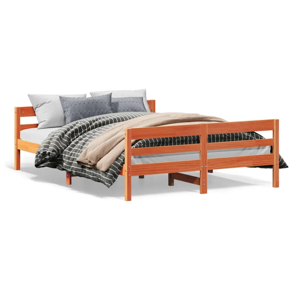 Letto senza Materasso Marrone Cera 120x200 cm in Legno di Pino 842793